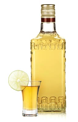 bottle of gold tequila