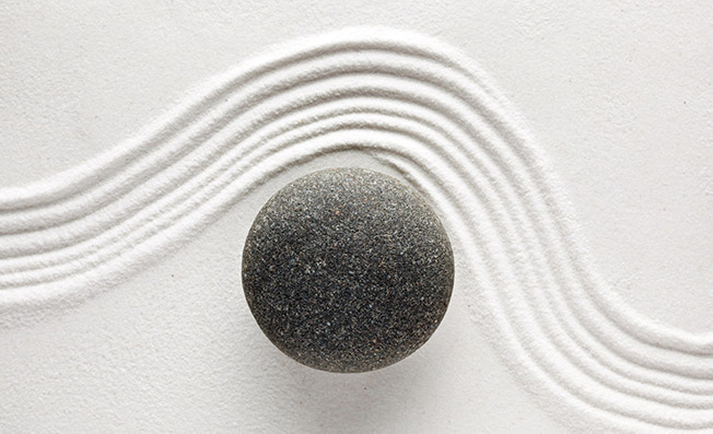 Rock and sand in a zen garden