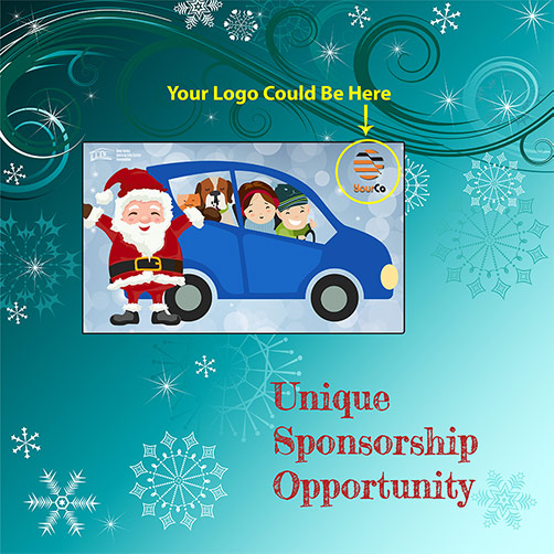 Illustration of family Santa photo with sponsor logo