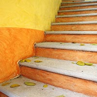 orange staircase to success
